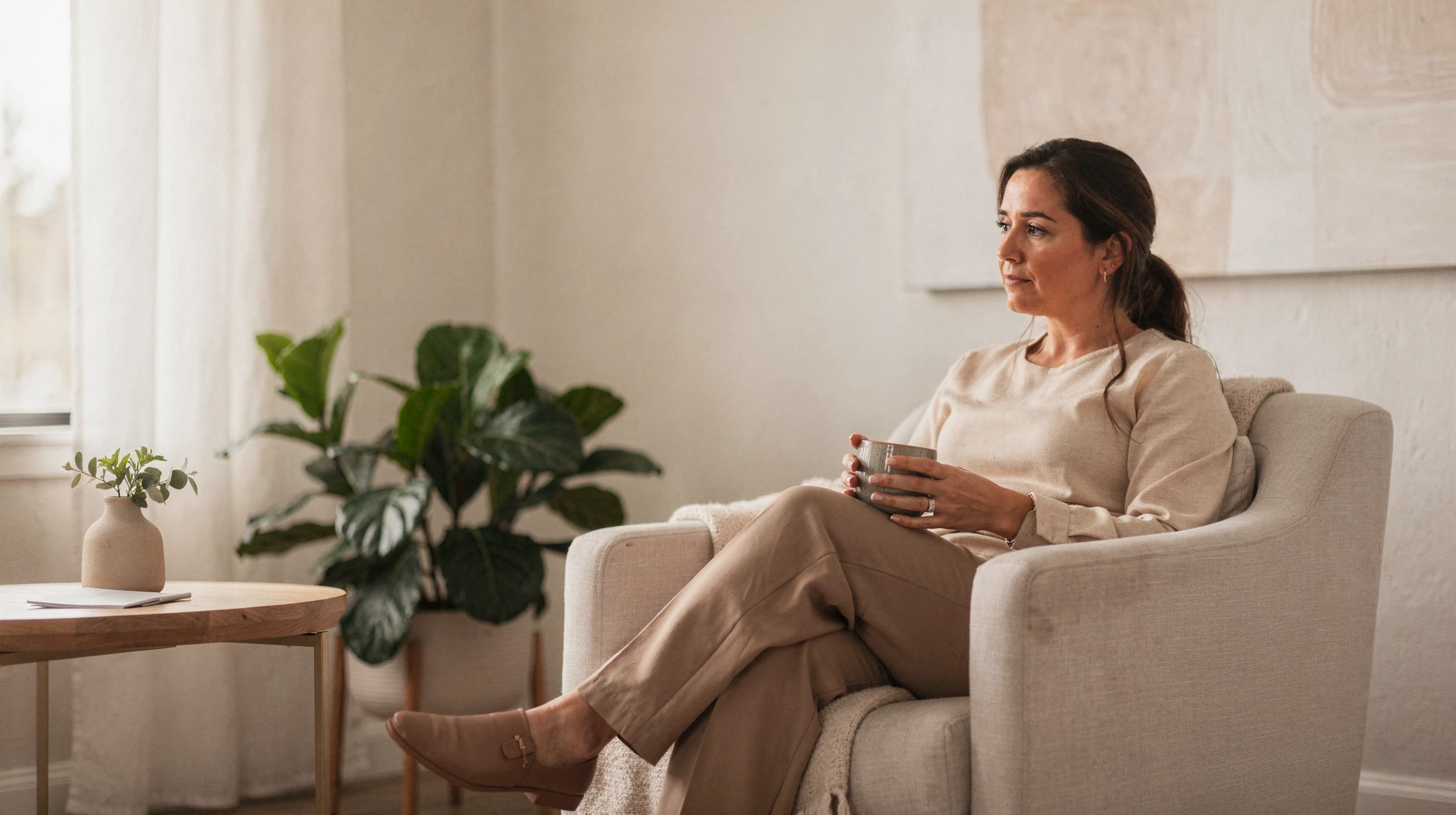 Therapist in Tarzana, CA – client talking with a therapist in a bright office at Uriel Behavioral Wellness